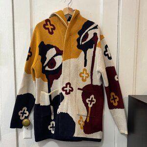 ROKU Studio Men's The Real Eyes Hooded Cardigan Sweater, Mustard, Size M